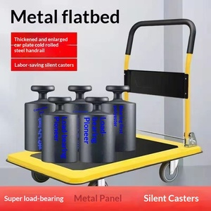 <b>Trolley</b> Four-Wheel Universal <b>Trolley</b> Pull Steel Plate Luggage <b>Trolley</b> Thickened Push Folding Trailer Mute Platform <b>Trolley</b> - Product Image 1