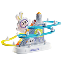 Samtoy Nouveau jeu de glissades de course sur rail en plastique ABS, 3 pièces, jeu spatial, montagnes russes, certifié EN71, pour les enfants de 2 à 13 ans, avec lumières et musique