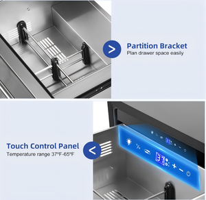 Réfrigérateur à boissons sous comptoir grande capacité pour la maison, la cuisine, l'hôtel, réfrigérateur compact intelligent en acier inoxydable avec tiroir - Product Image 2