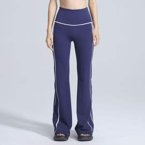 Pantalon <span class=keywords><strong>de</strong></span> yoga évasé taille haute premium avec passepoil contrastant, respirant, idéal pour le yoga, le Pilates, le fitness, les tenues décontractées et le quotidien - Product Image 4