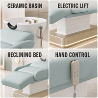 Fauteuil de lavage électrique avec bassin en céramique, commande manuelle et fonction inclinable pour salon de coiffure