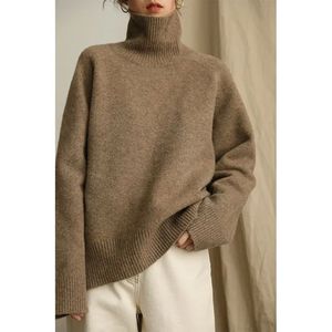 Maglione maglione collo alto in Cashmere da donna allentato stile languido - Product Image 5
