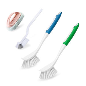 Ensemble de 4 brosses en plastique pour cuisine et salle de bain, manche long, brosse à récurer, éponge de détail pour évier, carrelage, vaisselle, cuisinière, fournitures de nettoyage - Product Image 6