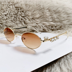 Fashion Hot Selling Men and Women Travel Luxury Diamond Encrusted High-Grade Oval Metal <b>Glasses</b> - Product Image 3