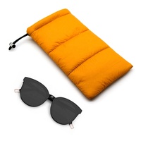 Étui à lunettes rectangulaire portable en duvet synthétique avec cordon de serrage, pochette pour lunettes de vue et de soleil avec logo – Vente en gros