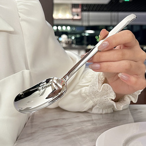 Cuillère à dessert à long manche en acier inoxydable 316, style occidental, cuillère à glace à tête plate, cuillère à manger pour adultes - Product Image 4