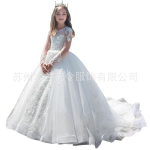S0266R Nouvelle Robe de Princesse Longue à Manches Longues en Dentelle, Style Tendance Haut de Gamme, Qualité Supérieure, Modèle 2025 - Product Image 4