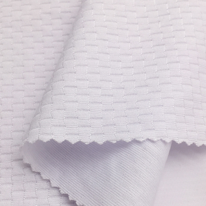 145GSMジャカードメッシュ生地、100%ポリエステル、無地、抗ピリング、速乾性、通気性、スポーツジムTシャツ、女の子用サイクリングジャージ - Product Image 4