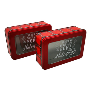Large Rectangle Custom Christmas Pvc Window Gift Tin Box