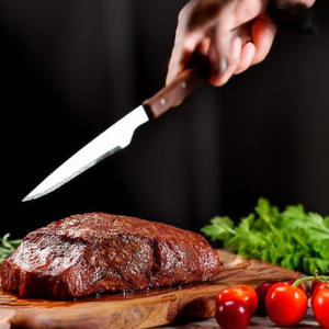 Coltello da bistecca con manico in legno, lama seghettata in acciaio inossidabile per tagliare la carne, uso in cucina - Product Image 3