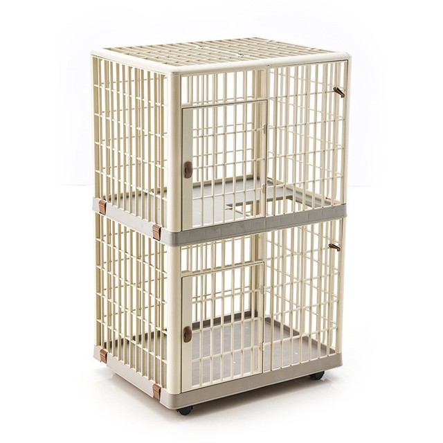 Wholesale Stackable 2 Layer Dog Kennel Plastic Pet Cage Pet Furniture