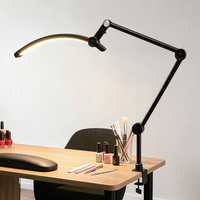 Lampe LED demi-lune à pince de bureau 18W, 10 niveaux de luminosité, télécommande, idéale pour salon de manucure, cils et microblading