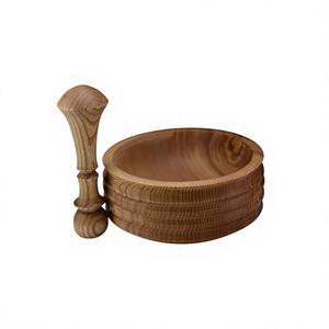 Juego de Mortero y Pilón de Madera Hecho a Mano, Ecológico y Duradero, Molinillo de Especias y Hierbas de Madera Natural, Solo Lavar a Mano - Product Image 1