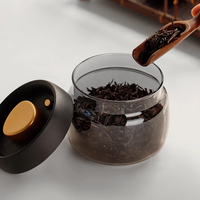 Pot de conservation sous vide en verre borosilicate rond Thankhot avec couvercle hermétique en plastique, boîte de rangement alimentaire hermétique pour grains de café