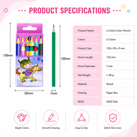 Ensemble de crayons de couleur miniatures pour enfants Bview Art, 6 couleurs, 3,5 pouces