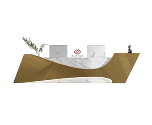 Mostrador de Recepción para Consultorio, Diseño Interior de Belleza, Mostrador de Recepción de Oficina con Frente de Mármol Hecho a Medida de la Mejor Calidad - Product Image 5