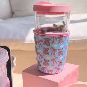 Korean style high-value insulated cup sleeve, girly bow water <b>bottle</b> protector, portable anti-scalding water <b>bottle</b> sleeve - Product Image 3