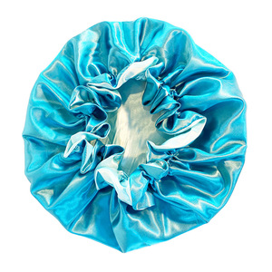 Bonnets de nuit en satin double épaisseur avec logo personnalisé, bonnets de sommeil en soie satinée pour femmes, bonnets de créateur, bonnets en satin assortis mère et fille - Product Image 5