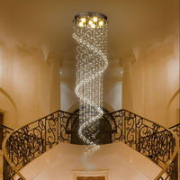 Lampe suspendue pour hôtel, restaurant, escalier, villa, moderne, luxueuse, blanc chaud, en forme de goutte de pluie, longue spirale, chaîne de cristal K9