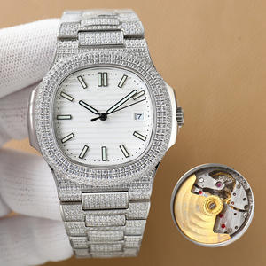 Montre pour homme en moissanite bleu glace ultra-fine, diamant artificiel, design de luxe personnalisé - Product Image 2
