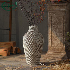 Jarrón decorativo vintage Wabi Sabi, cilíndrico, hecho a mano, para mesa, maceta para flores, para decoración del hogar. - Product Image 3