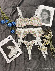 Lencería Sexy con Bordado para Mujer, Tirantes Ajustables, Sujetador Push-Up, Ropa Interior Erótica Transparente y Tentadora - Product Image 5