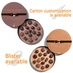 Hộp Sô Cô La Hộp Tròn Giấy Rỗng Tùy Chỉnh Sang Trọng Có Ruy Băng Cho Hộp Bao Bì Sô Cô La <span class=keywords><strong>Truffle</strong></span> Quà Tặng Màu Đen - Product Image 2