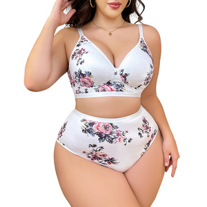 Lencería de Talla Grande para Dama Ropa Interior Sexy con Sujetador y Panties de Cintura Alta con Cobertura Completa Tops Bralette para Mujer - Product Image 5