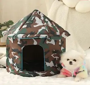 新款设计狗猫床窝便携式耐用宠物狗猫窝床可折叠保暖防水宠物屋帐篷