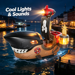 Nouveauté Lucky Toys : Bateau pirate requin en plastique avec musique et lumières – Vivez l'excitation et procurez des heures de joie sans fin aux enfants - Product Image 4