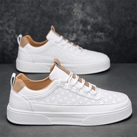 Chaussures de skate décontractées pour hommes et jeunes, plateforme plate, légères, respirantes, en toile, rehaussantes, résistantes aux chocs, blanches, pour étudiants, vente en gros