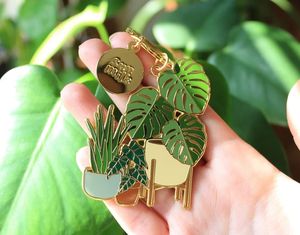 Neue benutzer definierte Design-Party-Dekoration Hawaiian Green Tropical Monstera Leaf Emaille Plant Key chain - Product Image 6