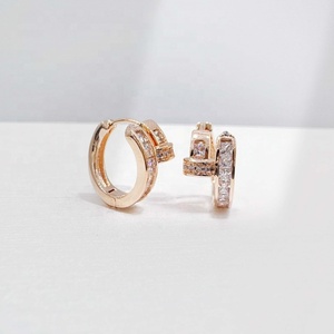 Pendientes de aro sencillos de plata de ley 925, diseño único, elegantes, chapados en oro rosa, estilo coreano. - Product Image 3