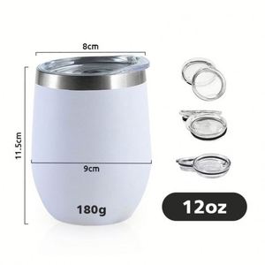 Mug isotherme en acier inoxydable de 12 oz, forme œuf, avec revêtement poudré, personnalisable avec logo, pour sublimation, idéal comme cadeau. - Product Image 5