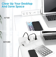 Multiprise à pince de bureau avec 3 ports USB et 4 prises US pour bureau, maison, salon