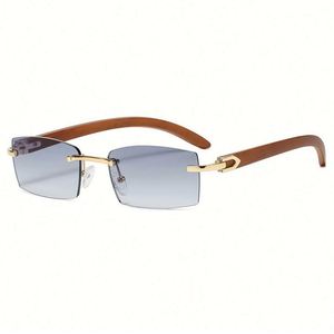 Gafas de Sol de Madera con Marco Pequeño, Estilo Vintage, a la Moda, con Logotipo Personalizado al por Mayor, Gafas de Sol Rectangulares sin Montura, Estilo Punk, para Hombre y Mujer - Product Image 6