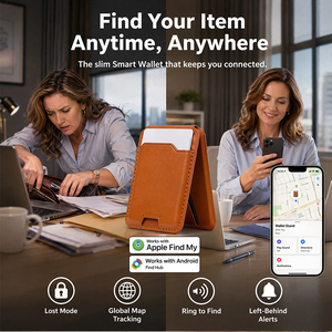 Tarjetero <span class=keywords><strong>de</strong></span> cuero vegano con rastreador GPS integrado para Apple Find My y <span class=keywords><strong>Google</strong></span> Find My, superventas - Product Image 1