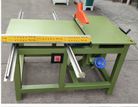 Scie circulaire solide horizontale pour le travail du bois de meubles avec table de poussée de guidage et fonction de coupe d'angle à 45 degrés