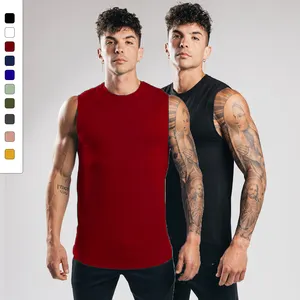 Custom Logo Mannen Boy Fitness Bodybuilding Vocht Wicking Muscle Shirt Gym Wear Mouwloos Vest Fit Sport Stringer Tank Top