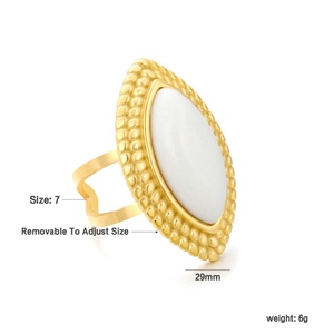 Anillos Ajustables de Acero Inoxidable con Baño de Oro de 18K, Estilo Ins, Resistentes al Agua y al Deslustre, con Turquesa Roja, Blanca y Negra - Product Image 2