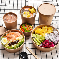 Bols en papier kraft jetables imperméables réutilisables de haute qualité, contenants écologiques pour sushis, aliments chauds/froids, salades - restauration rapide