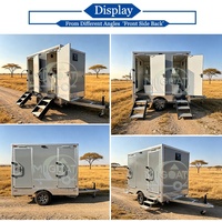 Remorque WC portable commerciale 2 postes gris argenté avec urinoir et lavabo pour la location événementielle et la rentabilité