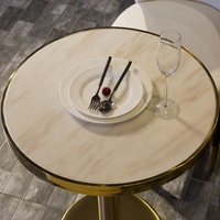 Pizza Internet boutique livre bar Dessert boutique bar eau café hôtel or table en acier inoxydable et chaises blanches