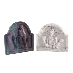 cristal estatua de jesús Suppliers-Talla de cristal Natural para decoración curativa, adornos de Jesús, fluorita blanca, turquesa, estatua religiosa