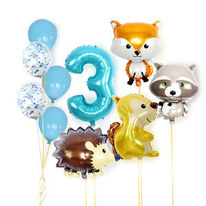 Renard <span class=keywords><strong>de</strong></span> dessin animé, hérisson, écureuil, ensemble <span class=keywords><strong>de</strong></span> ballons <span class=keywords><strong>de</strong></span> raton laveur ballons combinés numériques bleus pour <span class=keywords><strong>la</strong></span> décoration <span class=keywords><strong>de</strong></span> fête d'anniversaire des enfants - Product Image 3