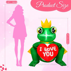 Rana Verde Inflable Pequeña de 4 Pies con Corazón para el Día de San Valentín - Decoración para Jardín, Hogar, Boda, Césped y Fiestas - Product Image 2