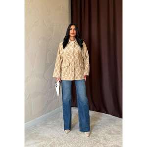 Veste en polaire de vison à carreaux losanges pour femme, décontractée, à manches longues, chaude, en tissu polaire couleur Visa, vente en gros - Product Image 3