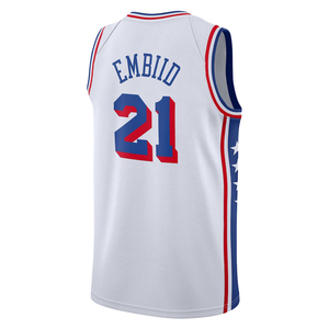 Pria # 21 Embiid Philadelphia Jersey Kaus Basket Kustom yang Dijahit Seragam Remaja Bordir Pakaian Olahraga Hot-press - Product Image 4