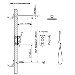 Brass <strong>Shower</strong> Set Chrome Rain <strong>Shower</strong> <strong>System</strong> with LED Celsius Temperature Display for Home Hotel - Product Image 6