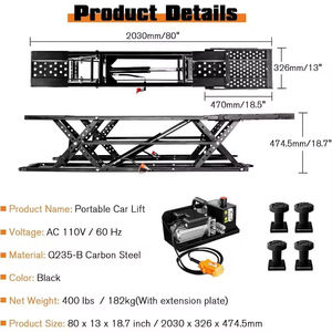 رافعة سيارات محمولة سريعة التركيب سوداء اللون بتصميم مزدوج قابل للإمالة بارتفاع أقصى 7 أطنان و28 بوصة - Product Image 3